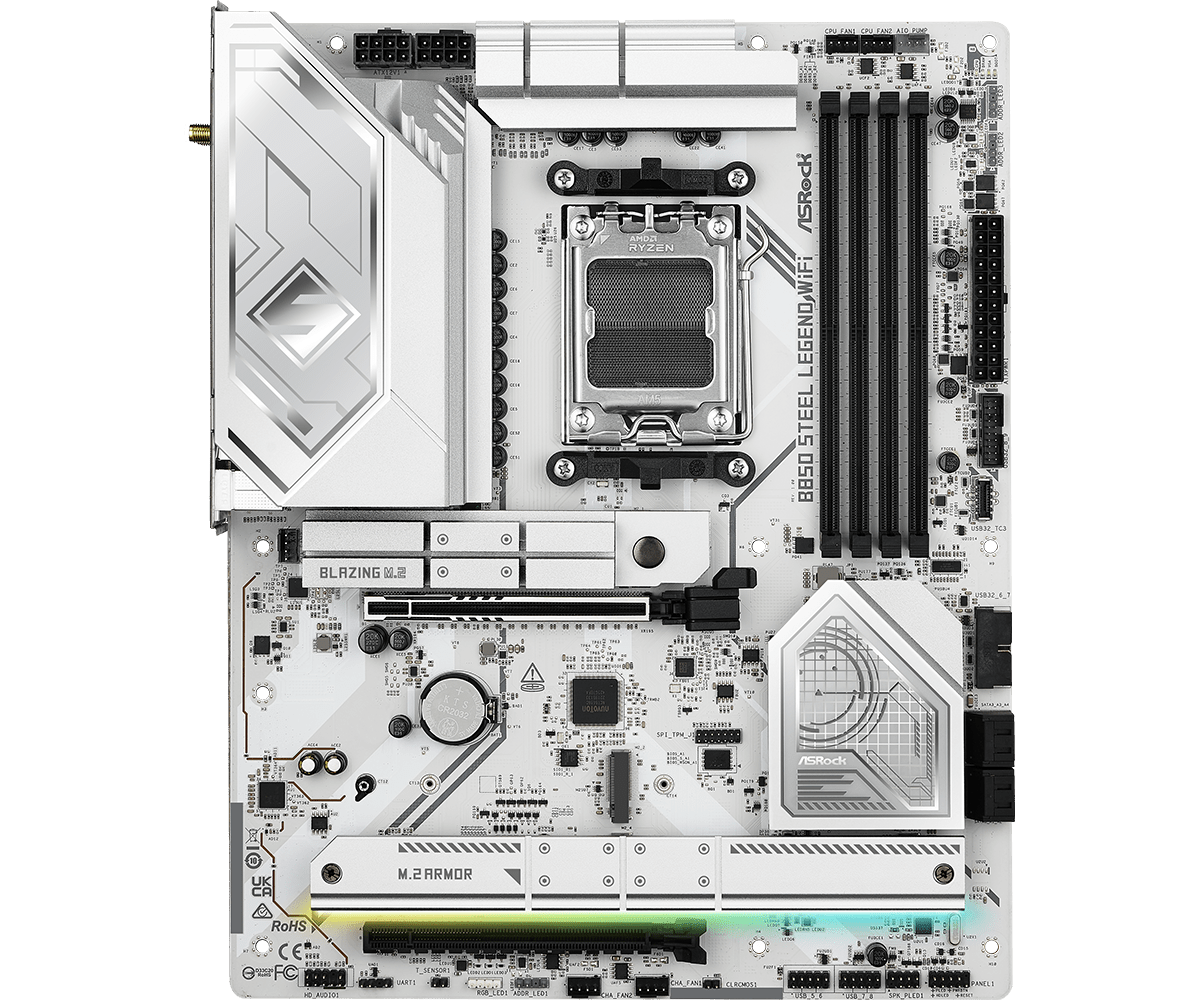 Placa Madre ASRock B850 Steel Legend Wifi  – ATX /DDR5 / PCIe 5.0 / WiFi 7 / Ryzen 9000-8000-7000 - Vista 3