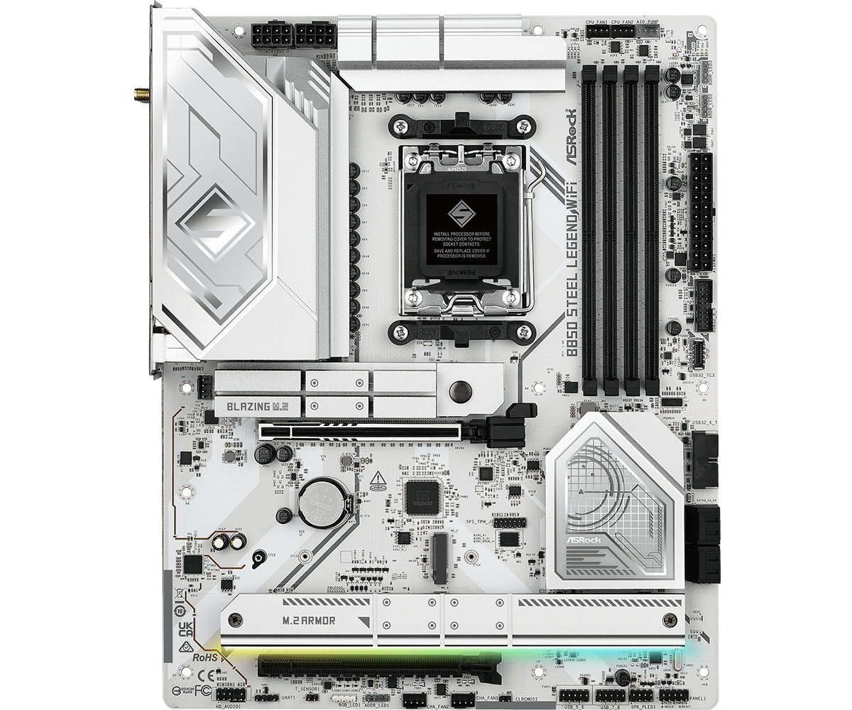 Placa Madre ASRock B850 Steel Legend Wifi  – ATX /DDR5 / PCIe 5.0 / WiFi 7 / Ryzen 9000-8000-7000 - Vista 2