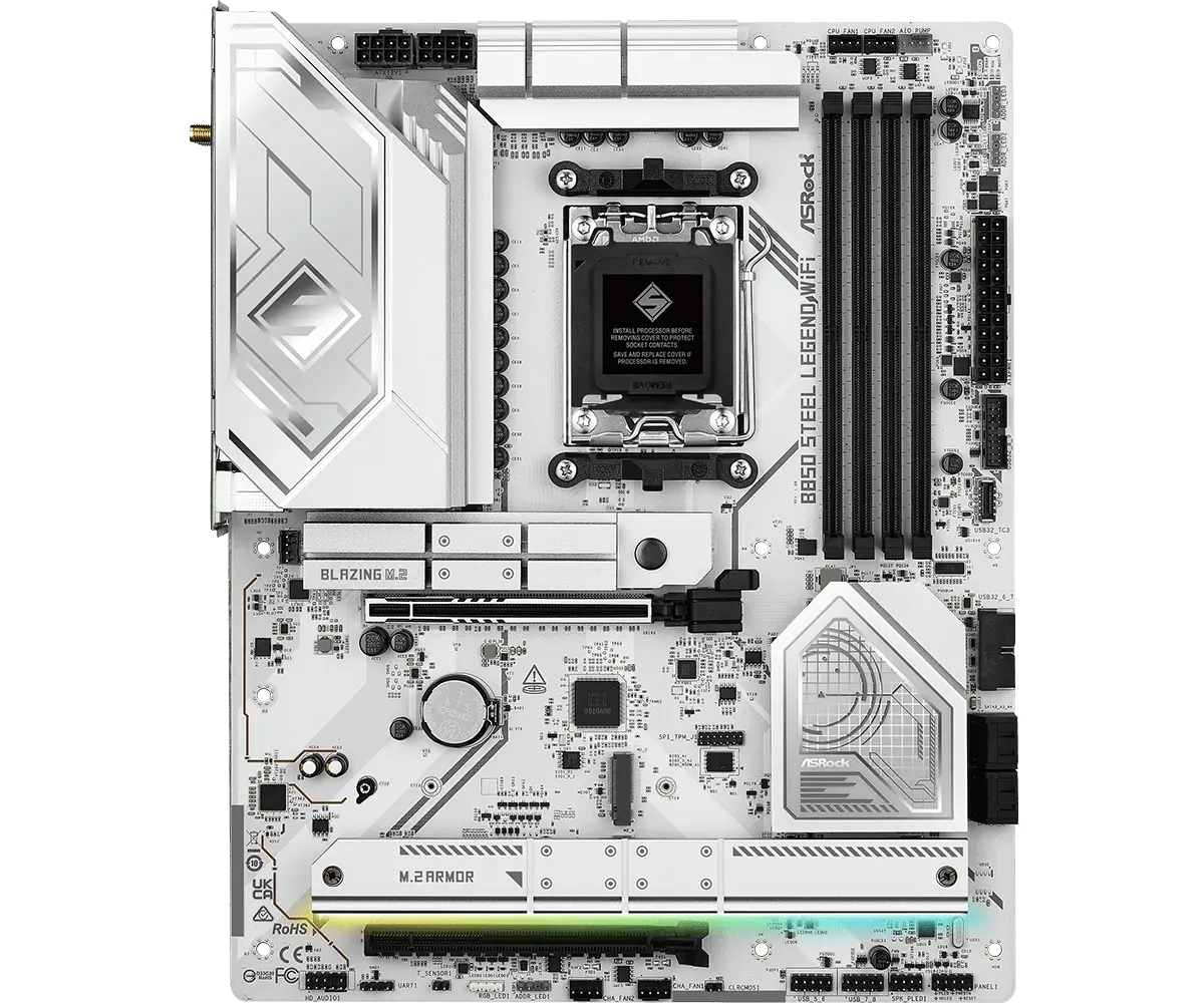 Placa Madre ASRock B850 Steel Legend Wifi  – ATX /DDR5 / PCIe 5.0 / WiFi 7 / Ryzen 9000-8000-7000 vista 2
